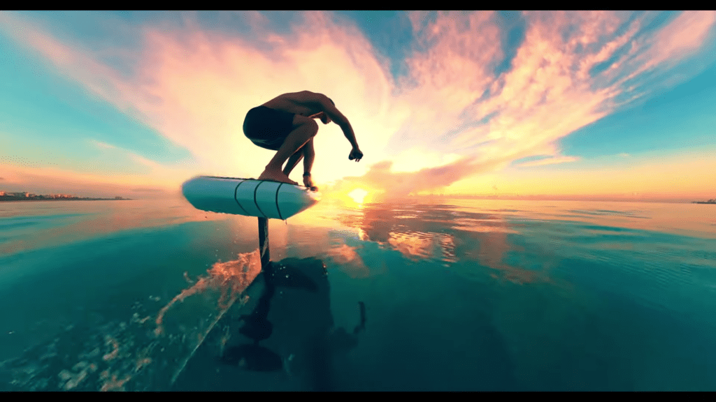 efoil surfboard that flies over water